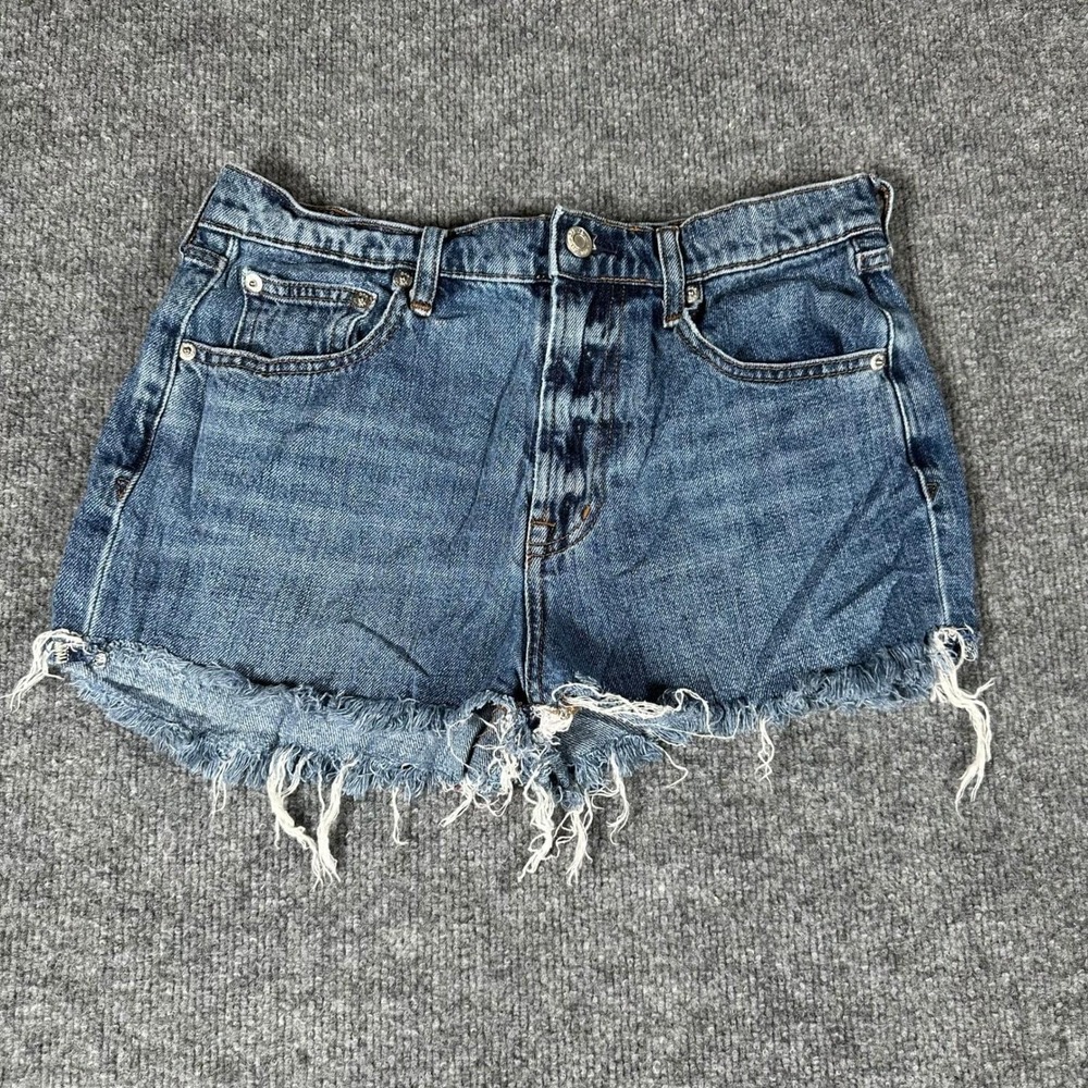Gap Denim Shorts Womens Size 26 Blue High Waisted Raw Hem Frayed Cotton Casual